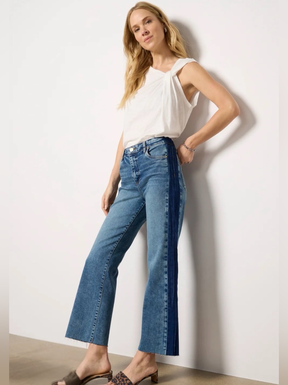 Kelsey High-Rise Ankle Flare Raw Hem Side Inset
